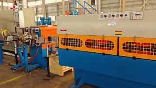 This is a ø120 extrusion production line manufactured by our company, currently producing ø10mm wire